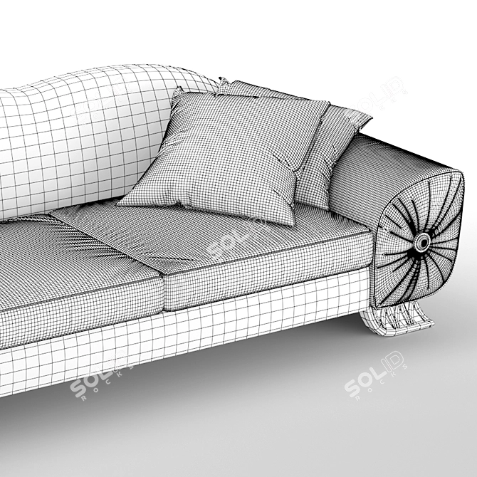 Felipe Curved Sofa with Metal Accents 3D model image 6