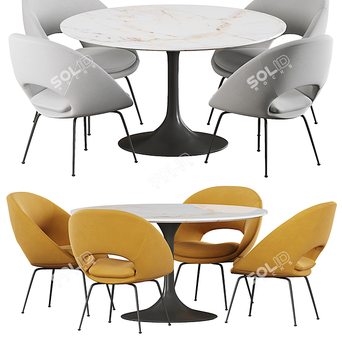 Modern West Elm Orb Dining Table 3D model image 2