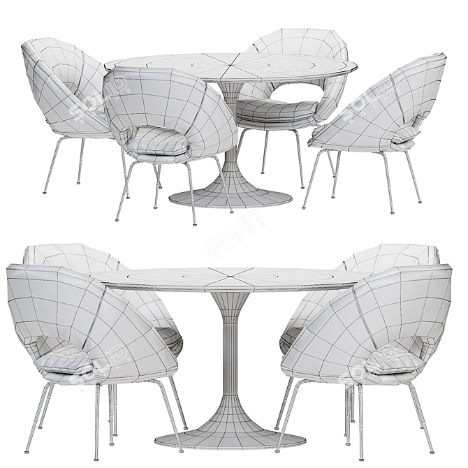 Modern West Elm Orb Dining Table 3D model image 4