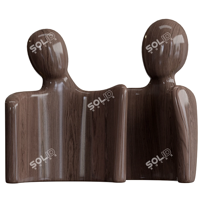 Artistic Metal and Wood Decor Sculpture 3D model image 3