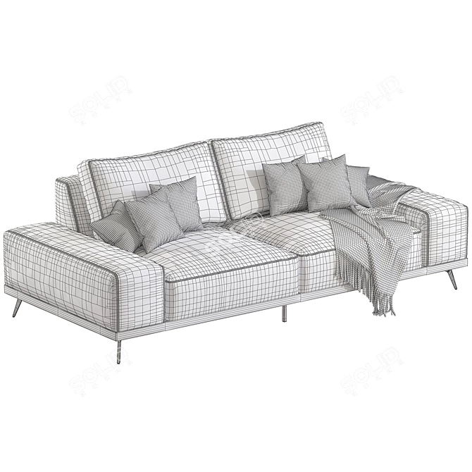 Rona Textile Cream Sofa 3D model image 4