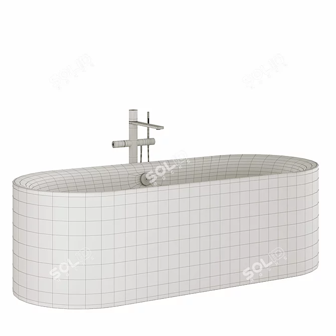 Elegant Oval Silhouette Bath 3D model image 2