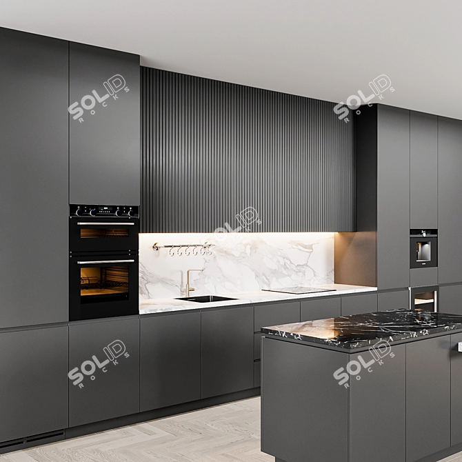 Modern Kitchen: Easy Edit & Color Change 3D model image 2