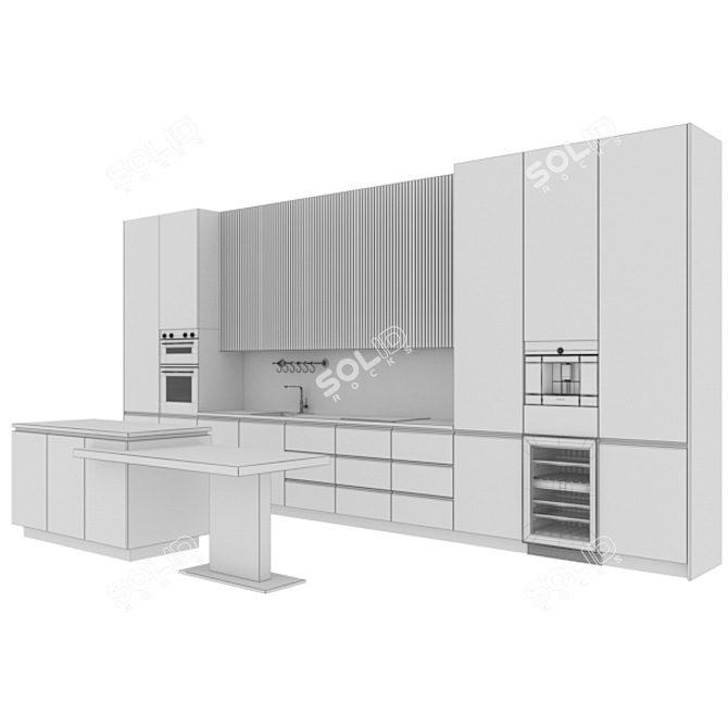 Modern Kitchen: Easy Edit & Color Change 3D model image 4