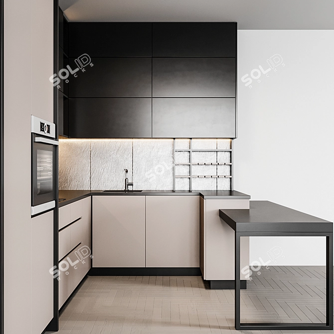 Customizable Kitchen: Size & Color Change 3D model image 3