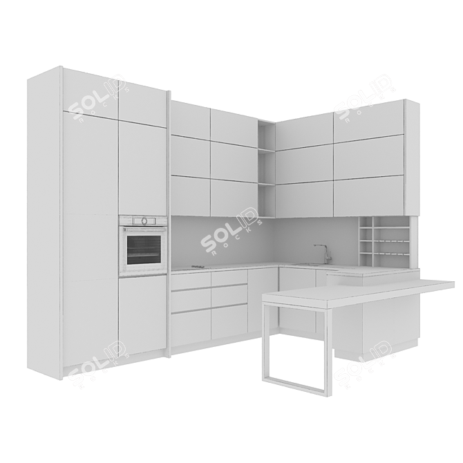 Customizable Kitchen: Size & Color Change 3D model image 7