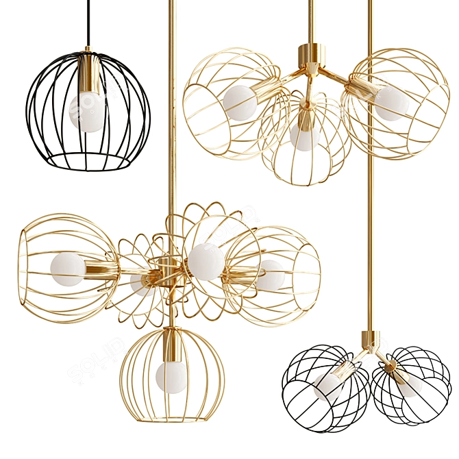 Illuminating Elegance: Revati Pendant Lamp Collection 3D model image 1