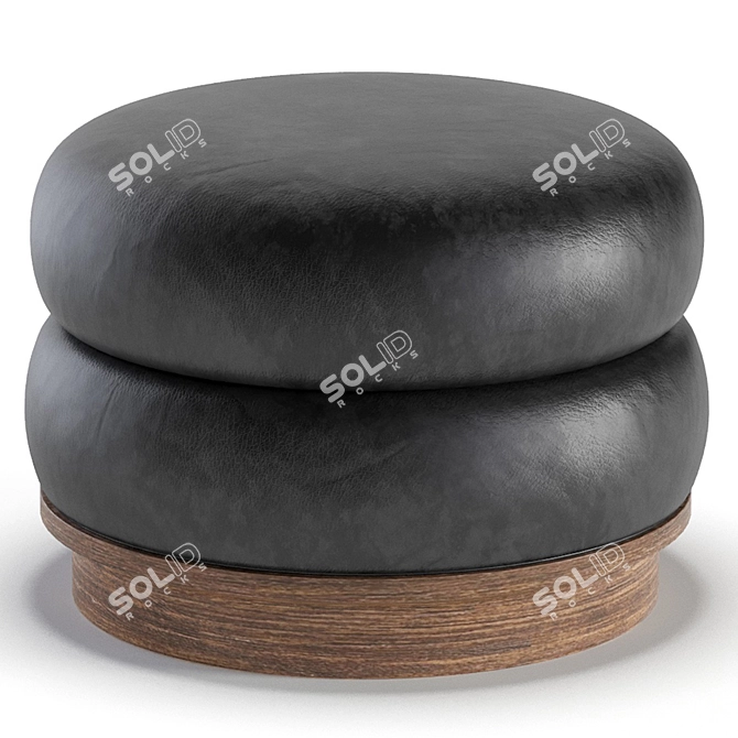 Luxurious Velvet and Leather Split Pouf 3D model image 2