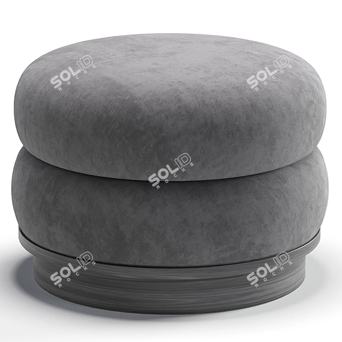 Luxurious Velvet and Leather Split Pouf 3D model image 3