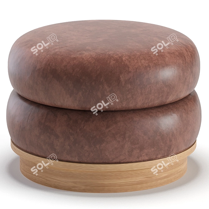 Luxurious Velvet and Leather Split Pouf 3D model image 4