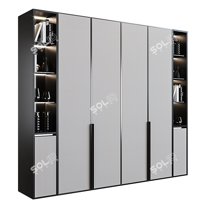 Modern Lighted Cupboard with Shelf 3D model image 1