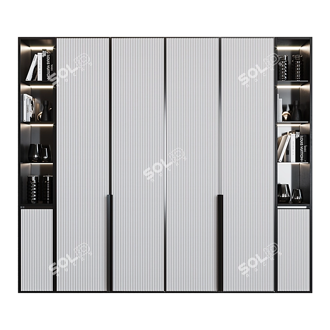 Modern Lighted Cupboard with Shelf 3D model image 2