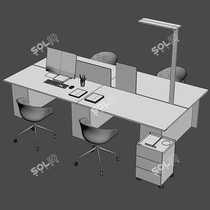 Gumpo Corona 7+ Office Table Set 3D model image 3