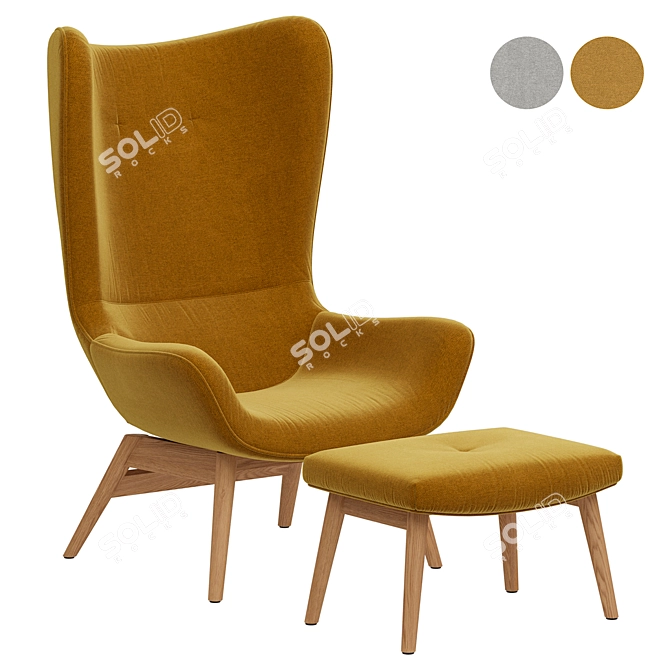 Curved Armchair with Footrest: Crueso 3D model image 1