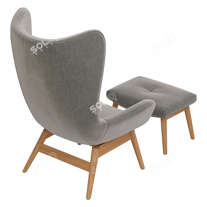 Curved Armchair with Footrest: Crueso 3D model image 3