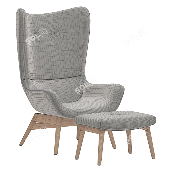 Curved Armchair with Footrest: Crueso 3D model image 4