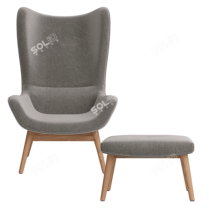 Curved Armchair with Footrest: Crueso 3D model image 5