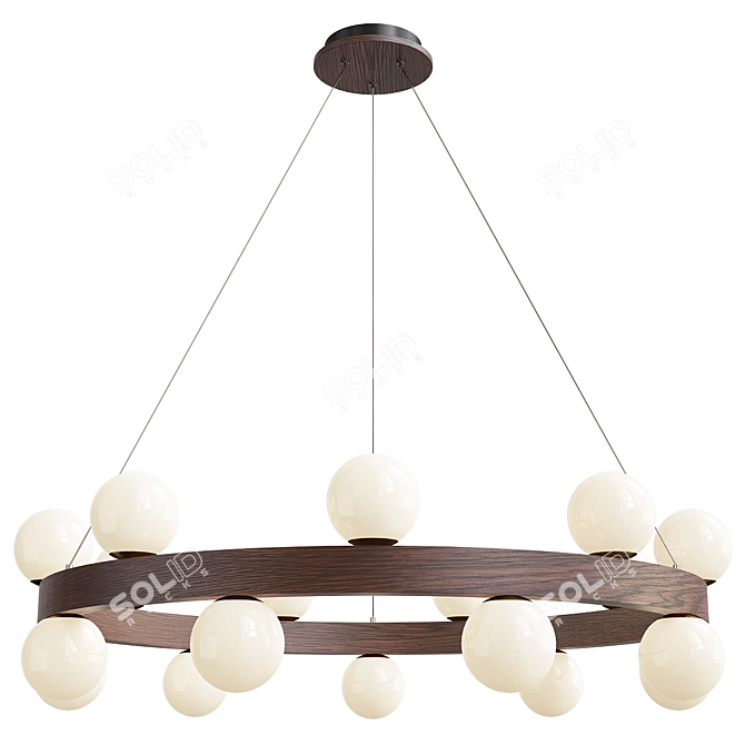 Elegant Wood Chandelier for Dining Room 3D model image 1