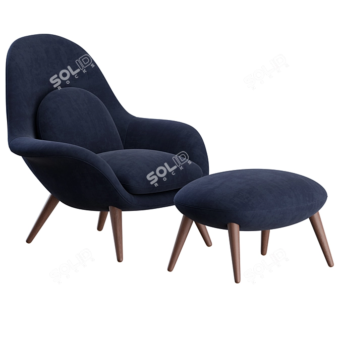 Swoon Lounge Chair & Ottoman Set 3D model image 1