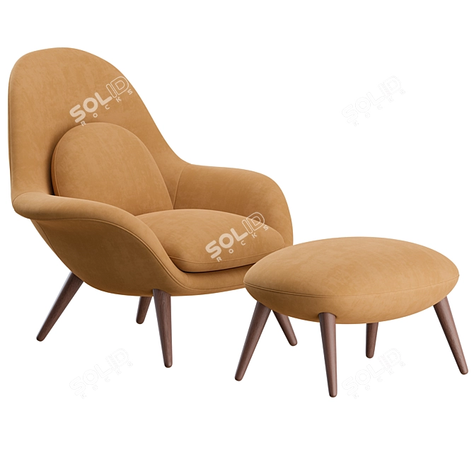 Swoon Lounge Chair & Ottoman Set 3D model image 2