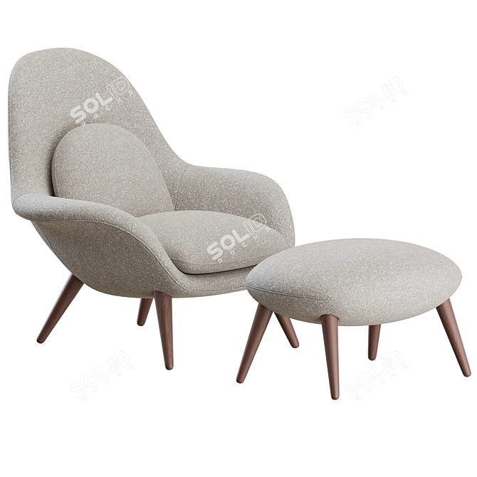 Swoon Lounge Chair & Ottoman Set 3D model image 3