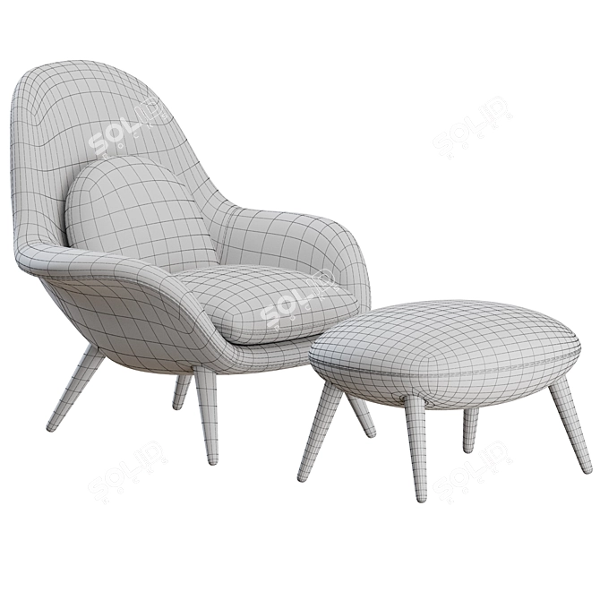 Swoon Lounge Chair & Ottoman Set 3D model image 6