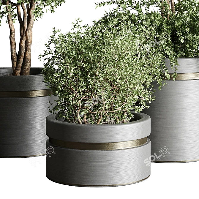 Metal Vase Collection: Tree Pots & Shrubs 3D model image 1