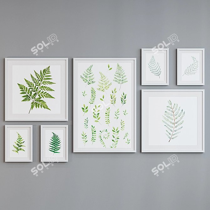 Title: Modern Leafy Picture Frame Set 3D model image 2