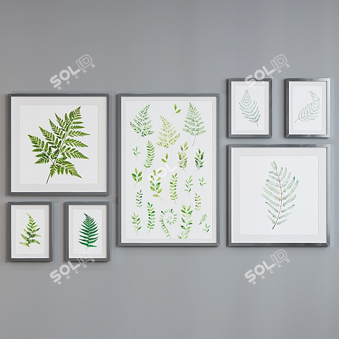 Title: Modern Leafy Picture Frame Set 3D model image 4