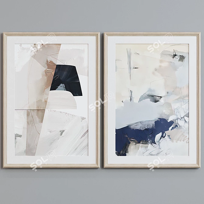 Modern Abstract Picture Frame Set 3D model image 3