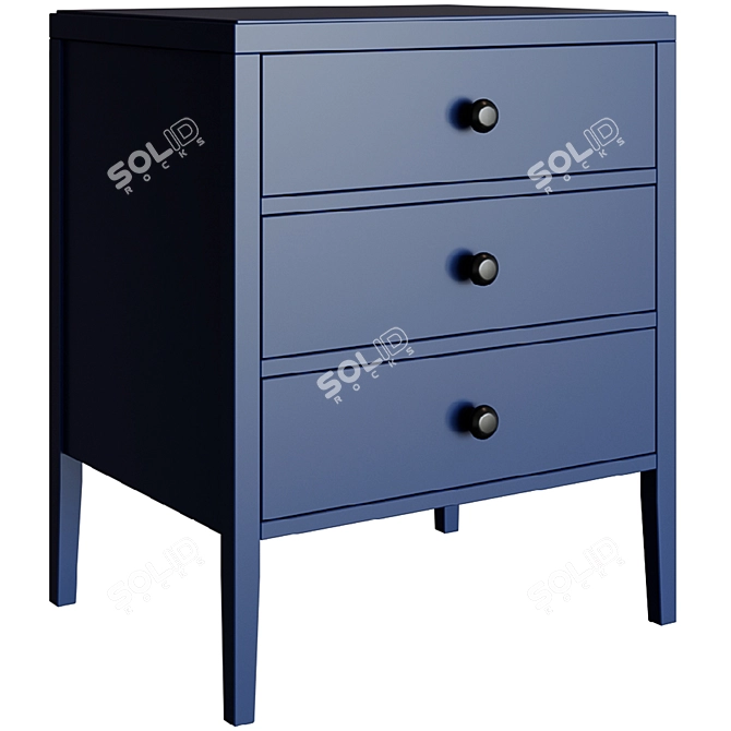 Blue Elephant 3-Drawer Bedside Table 3D model image 2