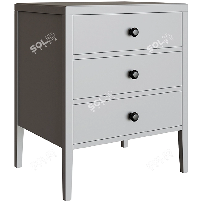 Blue Elephant 3-Drawer Bedside Table 3D model image 3