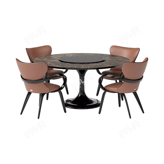 Apriori T 160 Marble Brown Dining Set 3D model image 5