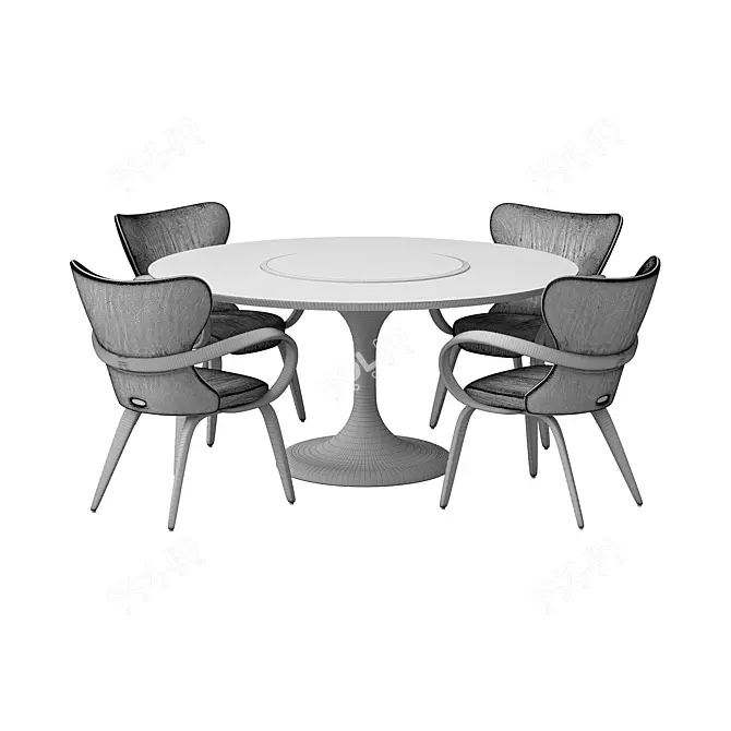 Apriori T 160 Marble Brown Dining Set 3D model image 8