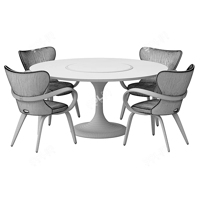 Apriori T 160 Marble Brown Dining Set 3D model image 1