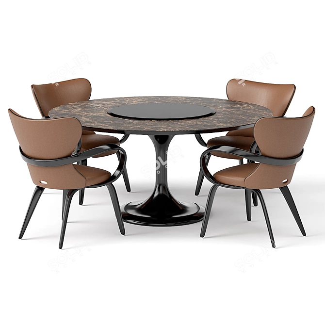 Apriori T 160 Marble Brown Dining Set 3D model image 2