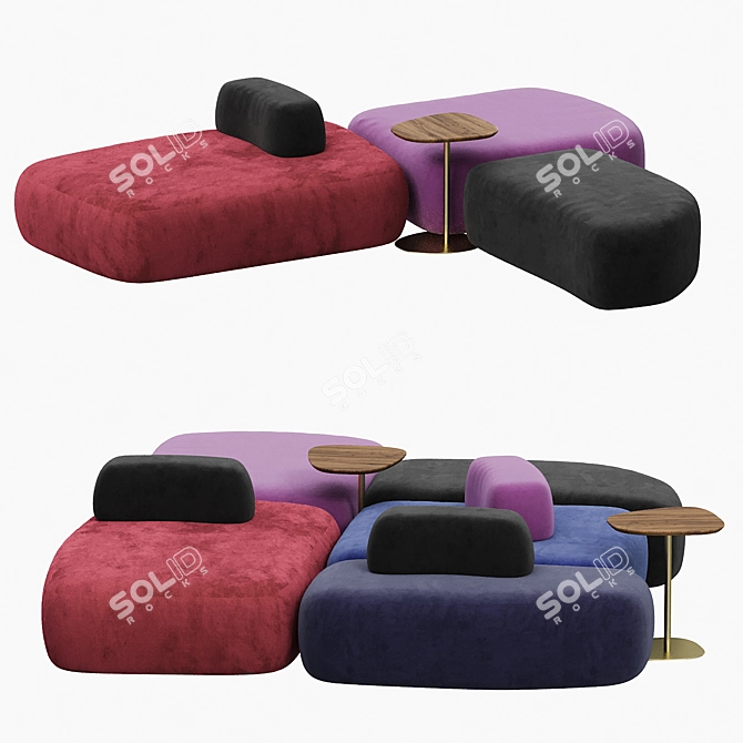 Elegant Pebble Sofa Set 3D model image 4