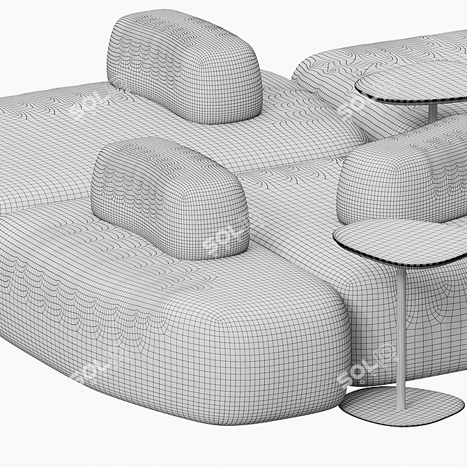 Elegant Pebble Sofa Set 3D model image 5