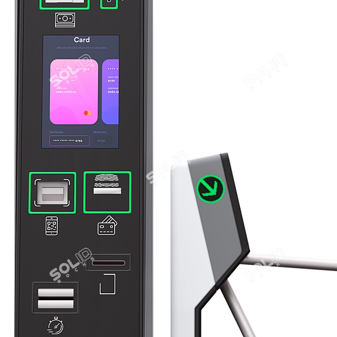 Sleek Turnstile: OBJ/FBX/3dmax/Corona 3D model image 2