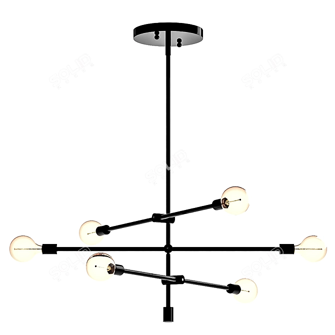 Modern Geometric Chandelier with 6 Sputnik Shades 3D model image 2