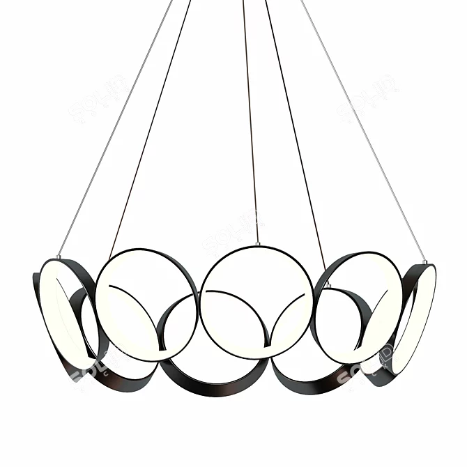 Modern Round LED Pendant Chandelier 3D model image 1