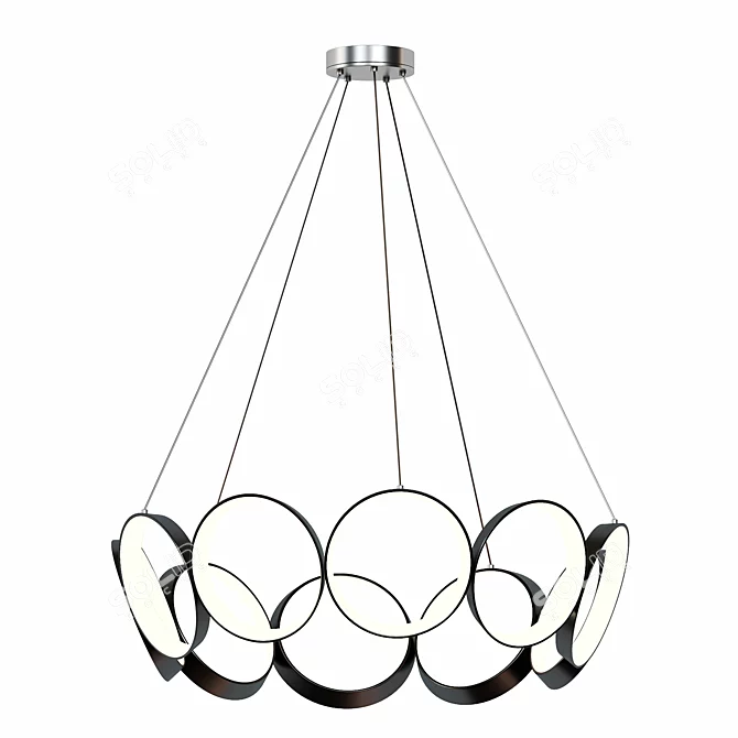 Modern Round LED Pendant Chandelier 3D model image 2