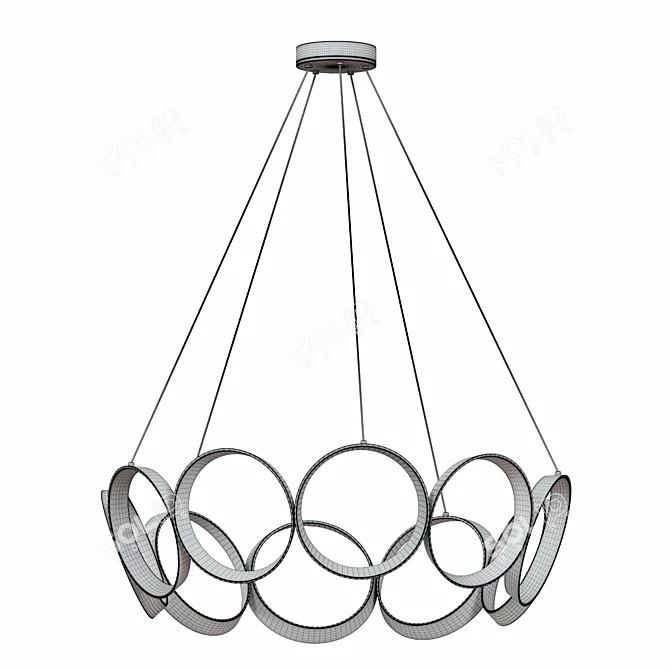 Modern Round LED Pendant Chandelier 3D model image 3