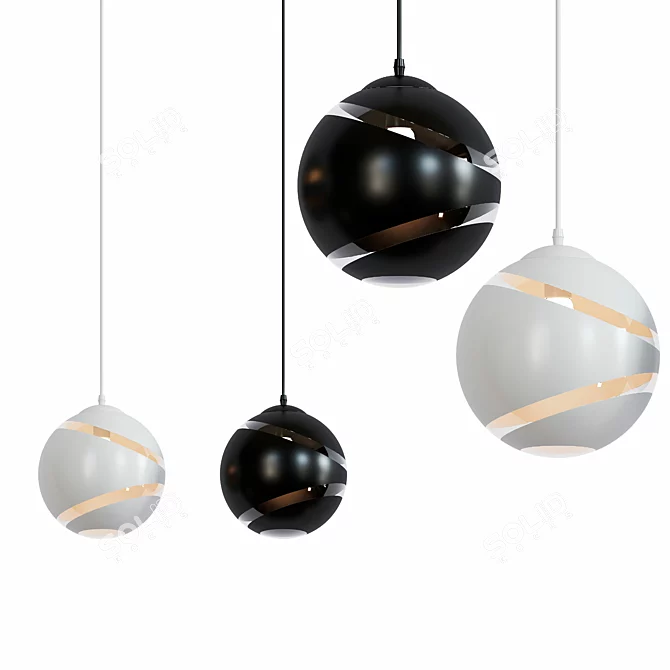 Nordic Round Glass Ball Pendant: Stylish E27 LED Hanging Lamp 3D model image 1