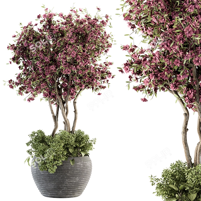 Purple Flower Tree: Outdoor Elegance 3D model image 1