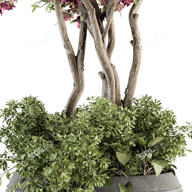 Purple Flower Tree: Outdoor Elegance 3D model image 2