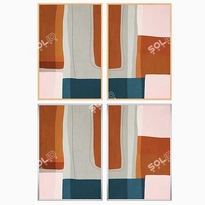 Elegant Art Set: 2 Paintings with 4 Frame Options 3D model image 3