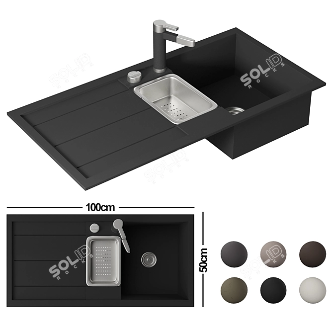 Modern Blanco Sink with Faucet: 6 Colors, Unwrapped, PBR & 4K textures 3D model image 1