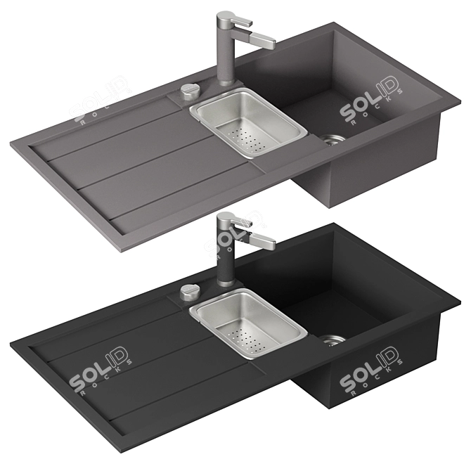 Modern Blanco Sink with Faucet: 6 Colors, Unwrapped, PBR & 4K textures 3D model image 2