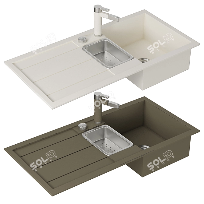 Modern Blanco Sink with Faucet: 6 Colors, Unwrapped, PBR & 4K textures 3D model image 4